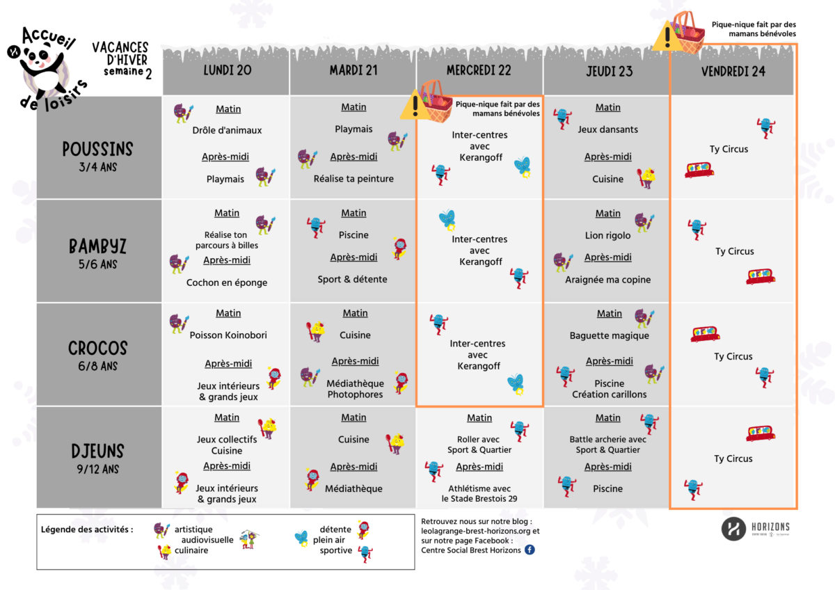 Planning Des Vacances Dhiver Enfance Ans Centre